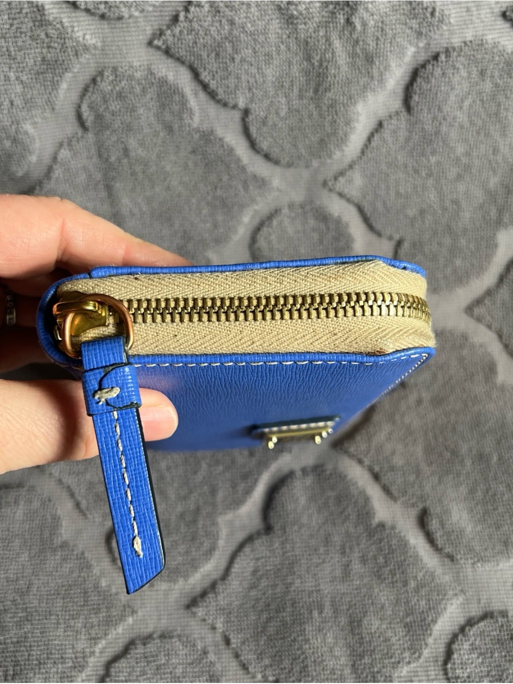 Dooney & Bourke Saffiano Large Zip Around Wallet Clutch in Azure/Blue - Picture 7 of 12